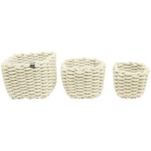 Lot de 3 Paniers de rangement tressés grosses mailles TOM TAILOR x WENKO, Panier de rangement pour salle de bain, cuisine, chambre enfants, Rangement