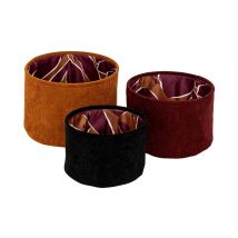 Lot de 3 Paniers Déco Velours 'Automne' 29cm Multicolore