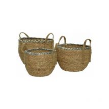 Lot de 3 paniers en jonc gris - Nos Envies Déco - Gris