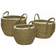 Lot de 3 paniers en jonc blanc - Nos Envies Déco