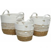 Lot De 3 Paniers Ronds En Corde De Panier Avec Poignées - Nos Envies Déco