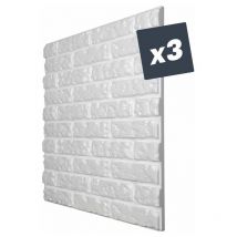 Decoon - Lot de 3 Panneaux muraux décoratif 3D Polystyrène effet Briques - 60x60x2,5 cm - 1,08m2