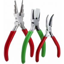 Memkey - Lot de 3 pinces à bijoux, kit pratique de réparation de collier de bijoux, outils de bricolage, pince coudée sans dents, pince à bec plat en