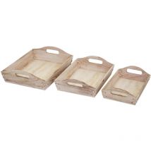 Décoshop26 - Lot de 3 plateaux de service petit-déjeuner empliable en bois vieilli marron naturel 040003002