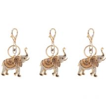 Feiyue - Lot de 3 porte-clés en strass pour sac à main, breloque pour sac à main, éléphant