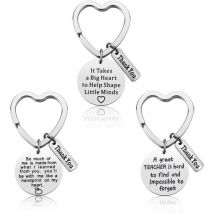 Lot de 3 porte-clés pour enseignantes - Cadeau de remerciement pour les enseignantes - Cadeaux d'anniversaire pour la Saint-Valentin - Cadeaux de