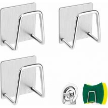 Lot de 3 porte-éponges pour évier de cuisine, porte-éponge adhésif, séchage rapide, porte-éponge pour évier de cuisine, porte-éponge étanche en acier