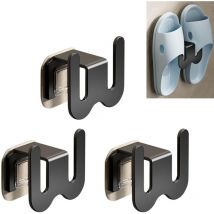 Lot de 3 porte-pantoufles noirs, 7,6 x 5,1 cm, en aluminium, sans trou de perforation, pour suspendre des pantoufles, pour rendre votre chambre bien