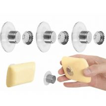 Neptune - Lot De 3 Porte Savon Aimanté Ventouse, Porte Savon Muraldouche sans Perçage, Aimant Savon Solide, Porte-Savon Douche Aimanté Magique sans