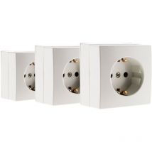 Lot de 3 prises Schuko saillie 16A Bel'vue Blanc - Zenitech