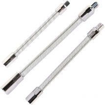 Lot de 3 rallonges flexibles en acier inoxydable Argenté 1/4' 3/8' 1/2'