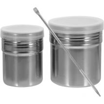 Lot de 3 récipients de voyage en acier inoxydable pour sel, sucre, farine et café