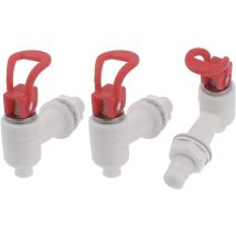 Lot de 3 robinets en plastique avec filetage de 12 mm, plastique, rouge, blanc