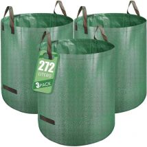 Aafgvc - Lot de 3 Sac Jardinage Déchets, Sac Déchets Verts, 272L Autoportant, Big Bag avec Poignées, Étanche, Pliable et Réutilisable, Sac Végétaux