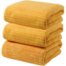 Lot de 3 serviettes en velours corail pour adulte, serviette de bain absorbante douce pour cheveux secs, serviette de plage, plus légère et super