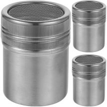 Lot de 3 shakers à assaisonnement en acier inoxydable pour chocolat, poivre, sucre, poudre, cacao, farine, outils de cuisine, taille s