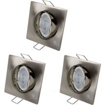 Lampesecoenergie - Lot de 3 Spot led carré 230v alu brossé 38° led blanc neutre