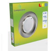 Lot de 3 Spot Led Encastrable Complete Alu Brossé Lumière Blanc Chaud 5W eq.50W ref.763