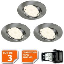 Lampesecoenergie - Lot de 3 Spot led encastrable orientable alu brossé avec ampoule gu10 230v eq. 50w, blanc chaud