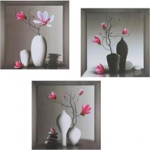 Linghhang - Lot De 3 Stickers Muraux, 3D Stickers Muraux Salon Plante En Pot Bonsaï, 3D Auto - Adhésif Autocollants Muraux, Pour Une Surface Murale