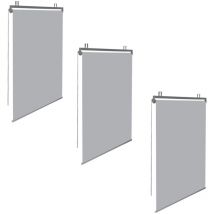 Lot de 3 stores enrouleurs L.124 x h. 225 cm pour pergola gris clair