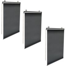Lot de 3 stores enrouleurs tamisants L.124 x h. 225 cm pour pergola noir