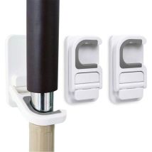 Lot de 3 supports pour balai et serpillères auto-adhésifs sans voulus Super antidérapants pour balai et pelle à poussière (blanc, 75cm)——