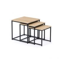 Lot de 3 tables basses gigognes detroit 35/40/45 design industriel