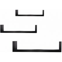 Helloshop26 - Lot de 3 étagères murale en forme de u étagère cd dvd design rétro noir