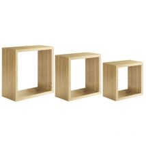 Tagères cubiques murales lot de 3 cubes modulaires mod. incubo chêne sagerau