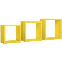 Tagères cubiques murales lot de 3 cubes modulaires mod. incubo jaune