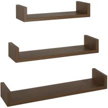 Tagères à mur modernes lot de 3 pc mod. calamita chêne tabac
