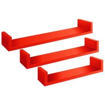 Lot de 3 étagères murales design moderne Calamita - Rouge