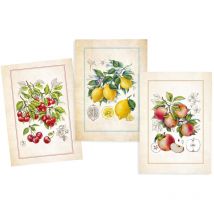 Lot de 3 Torchons en Coton Sergé - fruits