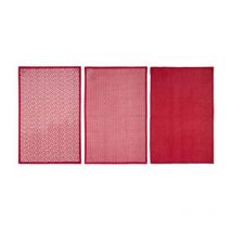 Lot de 3 Torchons "Imprimé" 45x70cm Rouge