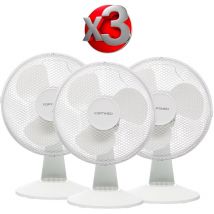 Optimea - Lot de 3 ventilateurs de table diamètre 30 cm oscillant 3 vitesses