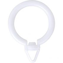 Lot de 30 anneaux de rideaux à œillets en plastique avec œillet pour une rotation libre pour tringle à rideau (blanc)