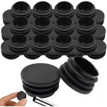 Lot de 30 bouchons à lamelles ronds en plastique - Pour tubes en acier, tables, chaises, meubles, bâtons de marche, support en métal, noir, 30 x 17 mm