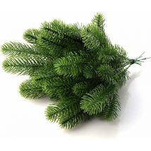 Lot de 30 branches de sapin artificiel, plantes vertes, aiguilles de pin, accessoires de fleurs pour couronne de Noël, décoration de jardin, maison