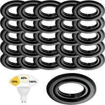 Lampesecoenergie - Lot de 30 Spot Encastrable Noir Mat 7W, 3 Intensités Réglables, Blanc Chaud 3000K