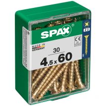 Boîte 30 Unités. Vis a Bois Spax Cab. Plat Yellox 4.5x60mm Spax