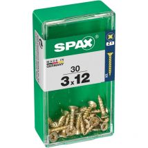 Boîte 30 unités. vis a bois spax cab. plat yellox 3.0x12mm spax