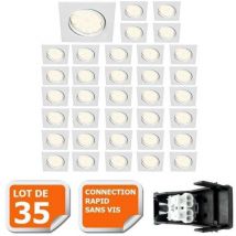 Lampesecoenergie - Lot de 35 spot encastrable orientable carré led smd gu10 230v blanc rendu environ 50w halogène