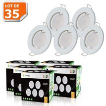 Lampesecoenergie - Lot de 35 Spot led complete ronde fixe eq. 50w blanc chaud