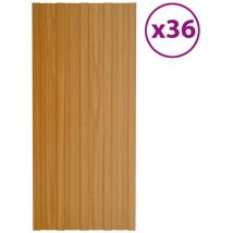 Maison Chic - Lot de 36 Panneaux de toiture Plaque Panneau et lame de bardage Acier galvanisé Bois clair 100x45 cm 94678