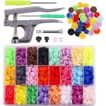 Vuszr - Lot de 384 boutons pression en plastique avec pinces pour couture de vêtements, bavoirs, manteaux de pluie