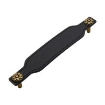 Lot de 4 148 x 28 mm Poignée Cuir Meuble Porte poignées meubles en cuir noir avec vis pour armoires, tiroirs, cuisines et portes, d'armoire, Poignées