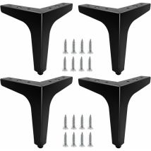 Memkey - Lot de 4 15cm Pieds de Meubles Métal Noir, Pieds Canapé Durable, Pied Table Basse, Rehausseur Pied de Table Permettent de Se Lever ou