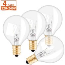 Lot de 4 Ampoule Edison, E12 Ampoules à incandescence Guirlande Guinguette Décorative Ampoules Filament Rétro Lampe Globe G40 - Blanc Chaud 220V-240V
