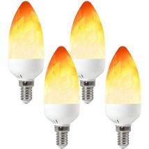 Lot de 4 ampoules à LED E14 2 W 25 lm 28 x 2835 SMD AC 85-265 V pour décoration domestique, chambre, salon, bar, htel, clubs, jardin, restaurant,